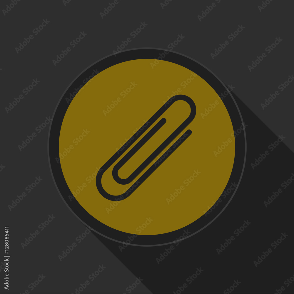 yellow round button with black paper clip icon yellow round button with black paper clip icon