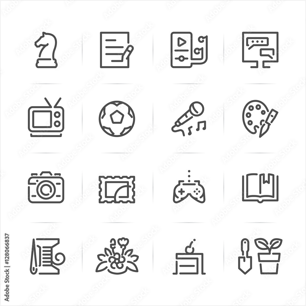 Hobbies icons with White Background Hobbies icons with White Background