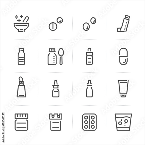 Pharmacy and Medical icons with White Background 