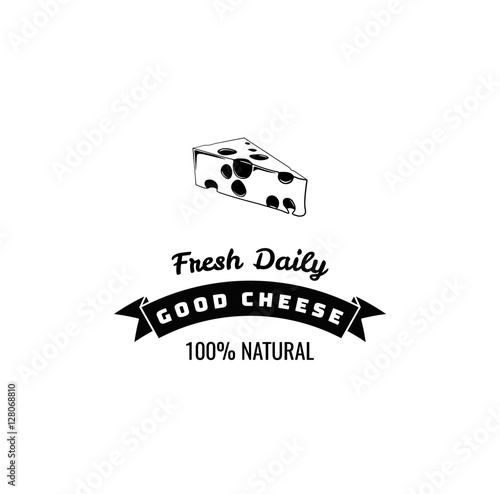 Piece of Cheese. Milk Produckt Label.