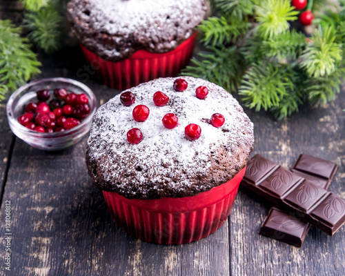 Christmas chocolate mini cakes photo