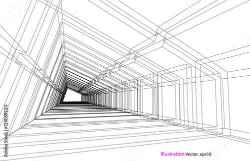 building structure abstract, 3d illustration, vector