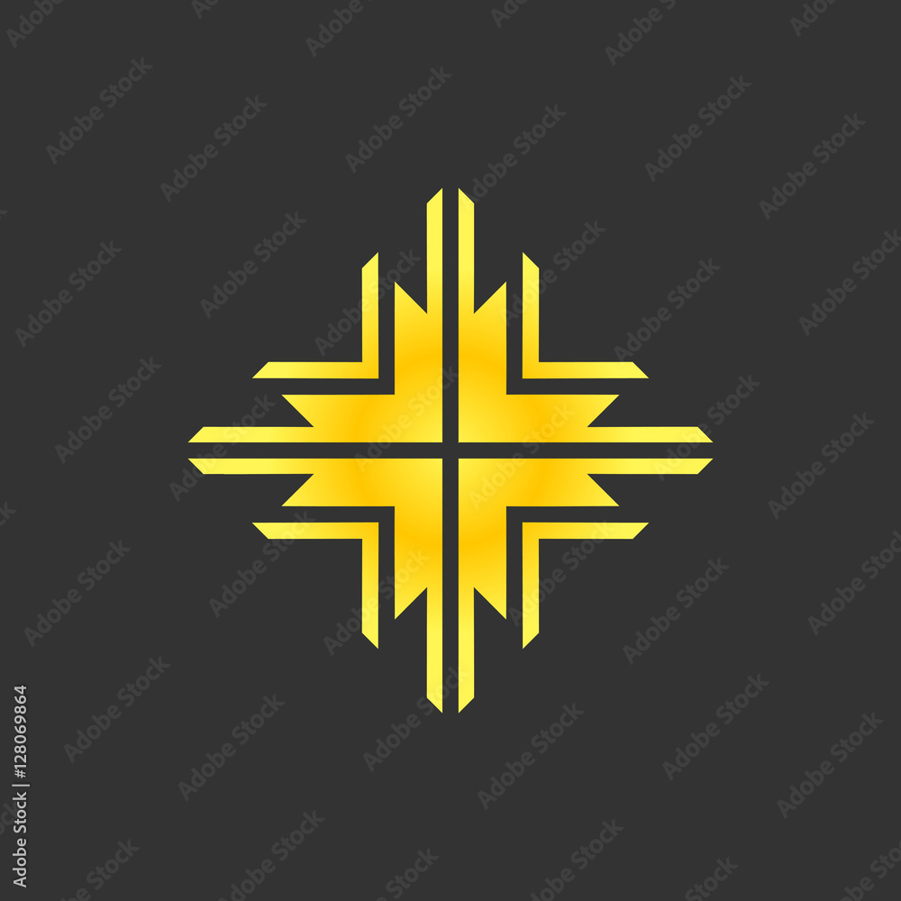 Abstract gold decorative element, pattern, cross Abstract gold decorative element, pattern, cross