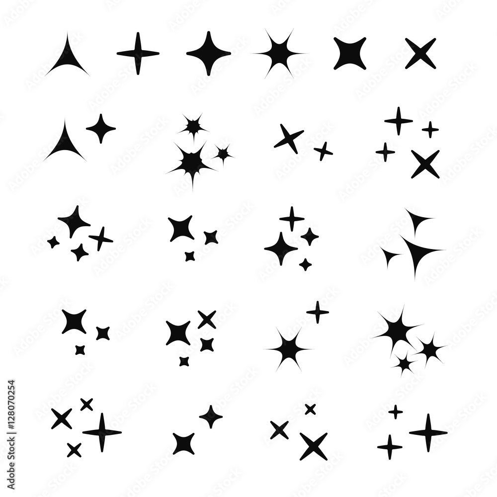 Sparkles white line collection. Sparks icons set Sparkles white line collection. Sparks icons set