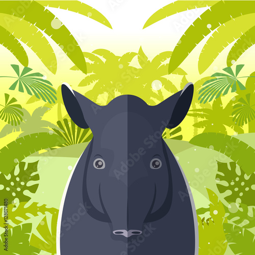 Tapir on the Jungle Background