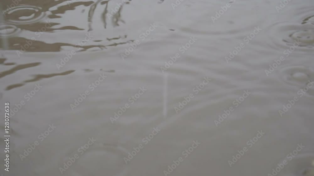 Rain on asphalt or tarmac road creating ripples Rain on asphalt or tarmac road creating ripples