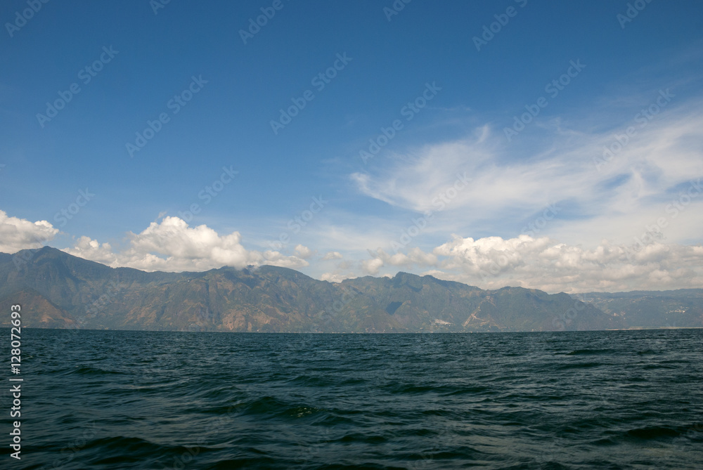 Lake Atitlan with vulcano San Pedro on Guatemala