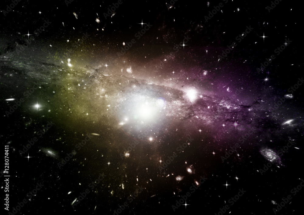 Stars, dust and gas nebula in a far galaxy Stars, dust and gas nebula in a far galaxy