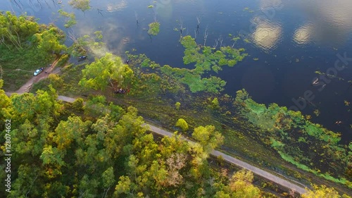 aerial view of bangpra reservoir lake chonburi eastern thailand photo