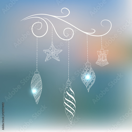 Christmas toys and decorations in different shapes and colors realistic icons set isolated vector illustration