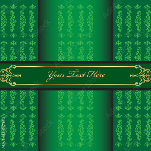 Cover Greeting Card Green Luxury Seanless Pattern