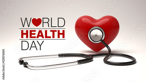 World health day concept with heart and stethoscope.