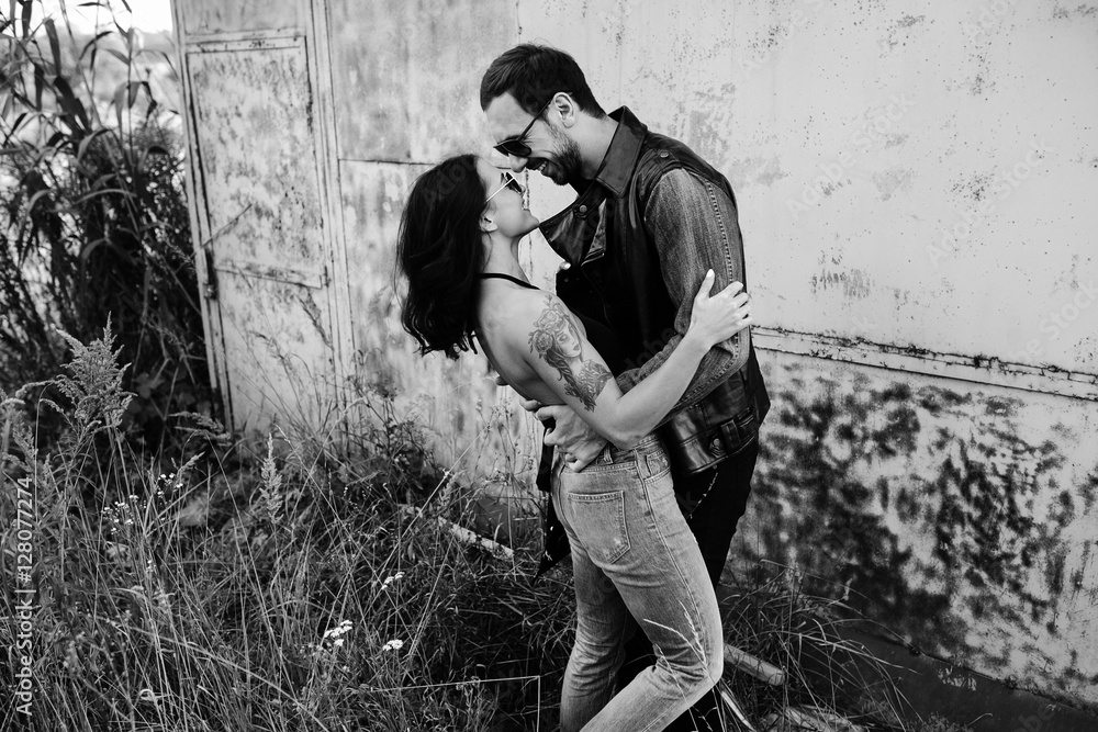 man and woman in an abandoned place man and woman in an abandoned place