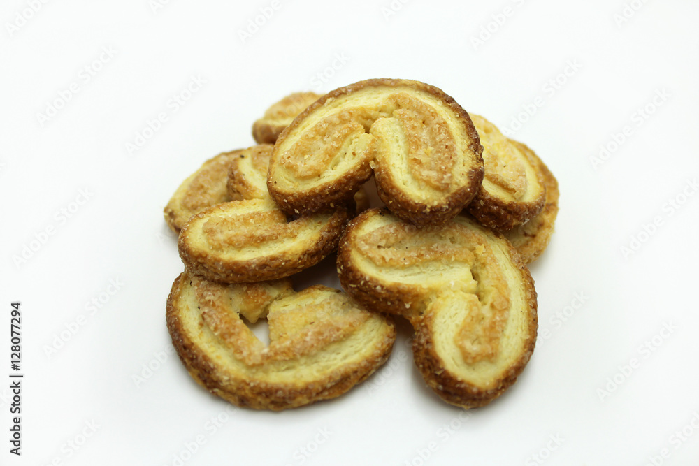 Puff pastry on a white background. 