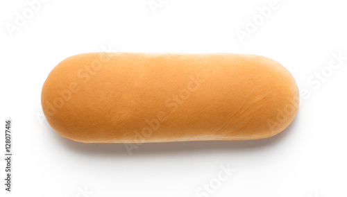 Obraz na plátně Hot dog bun isolated on white background. Top view.