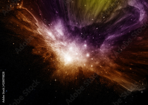 Stars  dust and gas nebula in a far galaxy