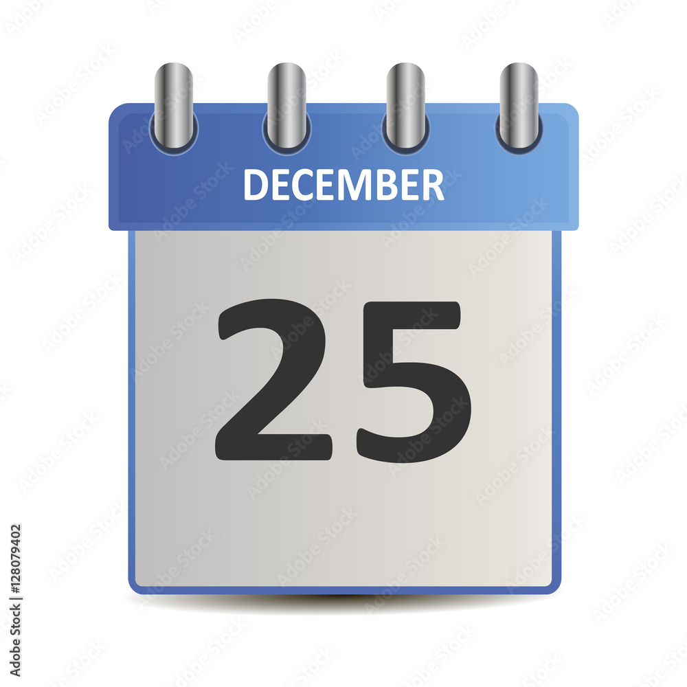 Calendar icon with the date december 25th Calendar icon with the date december 25th