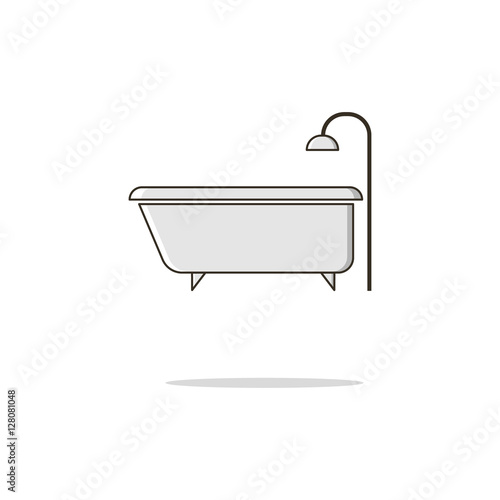 Bath and shower color thin line icon.Vector illustration