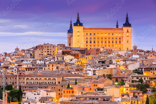 Toledo, Spain. Panoramic view of the old city and its Alcazar(Royal Palace).