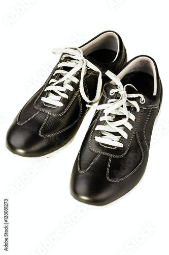 black leather man's shoe