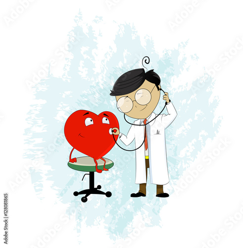 Doctor using stethoscope to hear heart pulse.