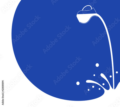 Milk flows from jug.