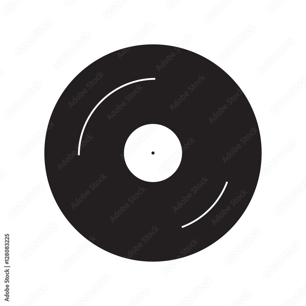Simple flat vinyl icon, grayscale on white background Simple flat vinyl icon, grayscale on white background