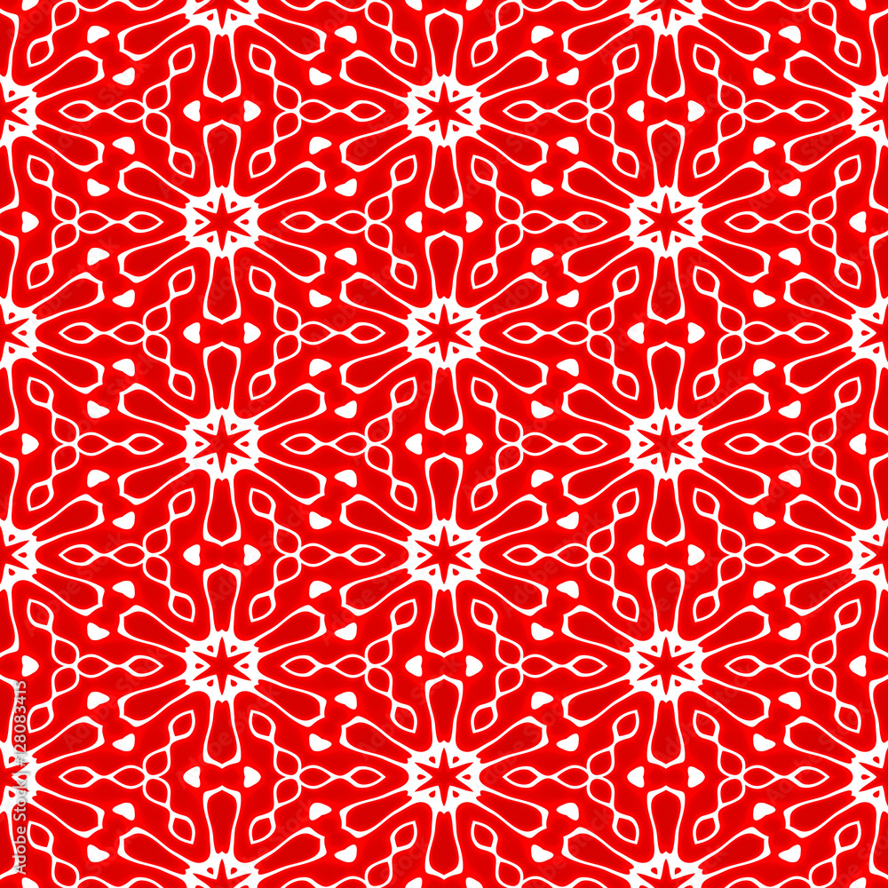 Snowflakes on Red Seamless Background