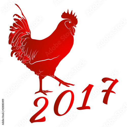 Red cock. Symbol of Chinese New Year.