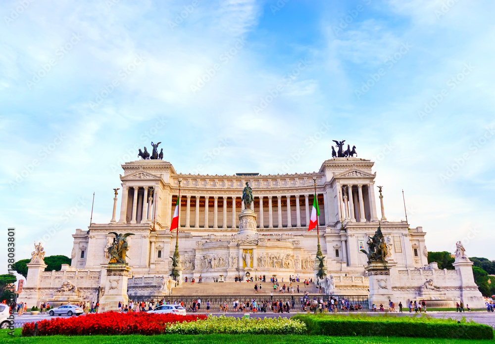 View of the National Monument to Victor Emmanuel II in Rome.