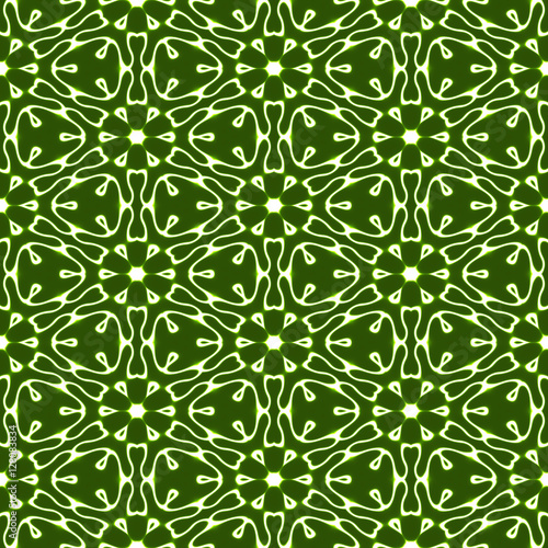 Snowflakes on Green Seamless Background