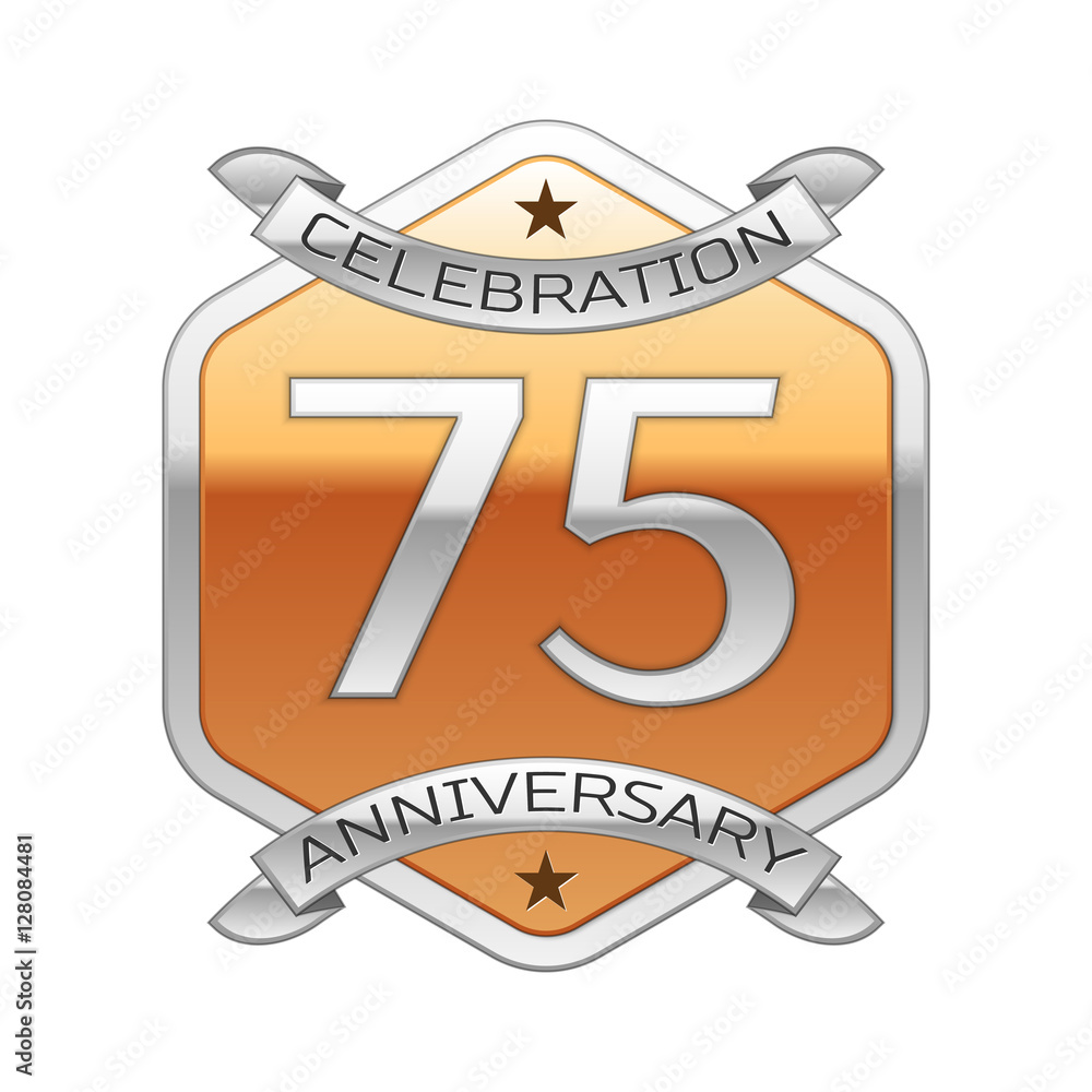 Seventy five years anniversary celebration silver logo with silver
