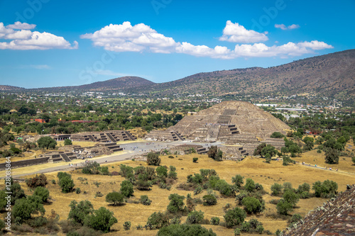 View from above of Dead Avenue and Moon Pyramid at Teotihuacan Ruins - Mexico City, Mexico