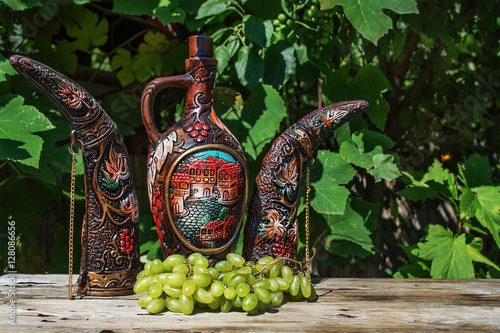 Beutiful national georgian crockery for wine