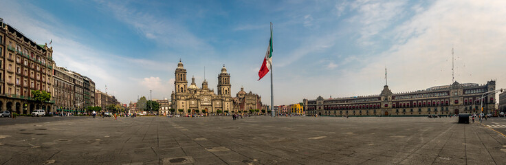 Sierkussen Mexico Panorama Zocalo plein en kathedraal  © diegograndi