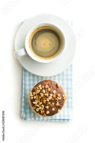 Sweet hazelnut muffins and coffee cup.
