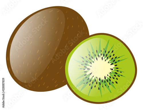 Fresh kiwi fruit on white background