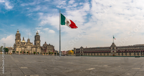 Panoramic view of Zocalo and Cathedral - Mexico City, Mexico photo