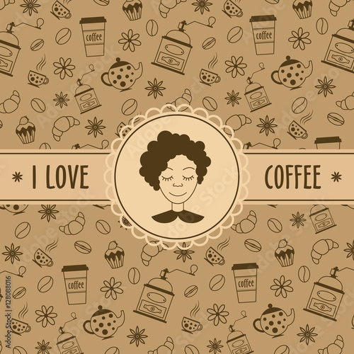 Coffee vector pattern. Coffee background.