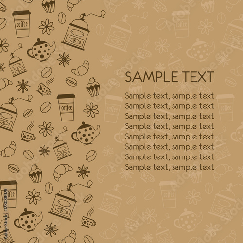 Coffee vector pattern. Coffee background.