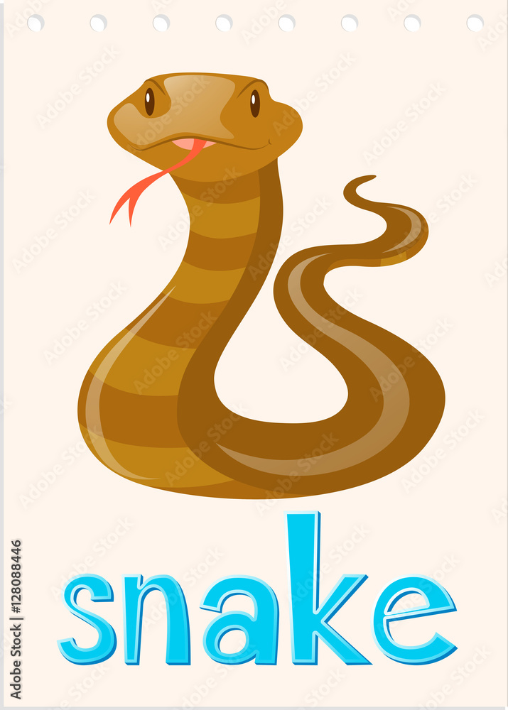 Fototapeta premium Wordcard with wild snake