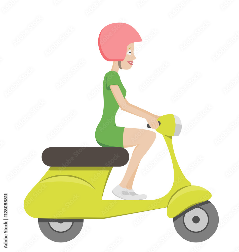 Woman Riding a Scooter