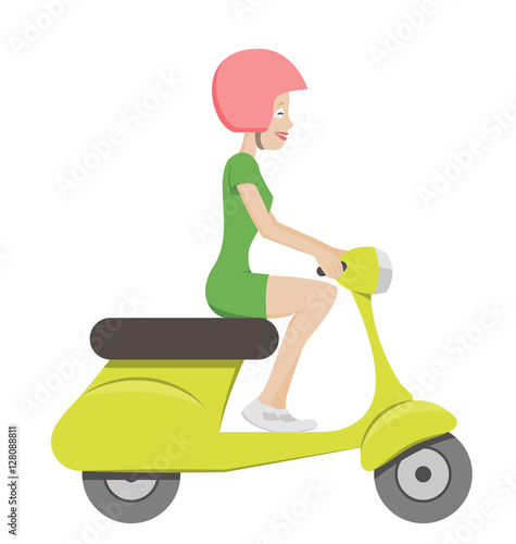 Woman Riding a Scooter