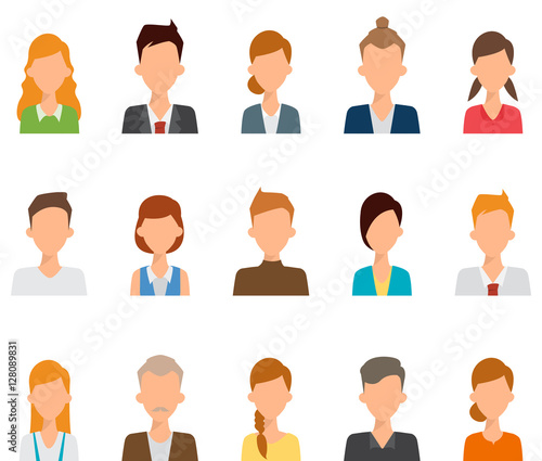 Set of woman and man character. Flat people design.