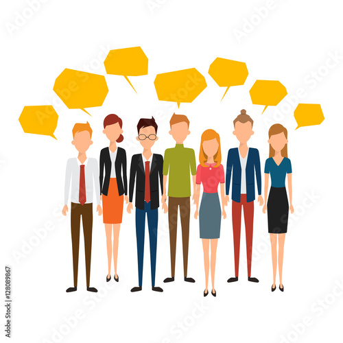 Group of creative people isolated on white. Flat design vector of business people.