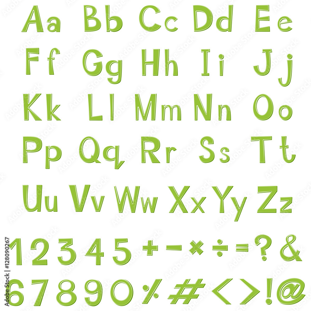 Alphabet design in green color Alphabet design in green color