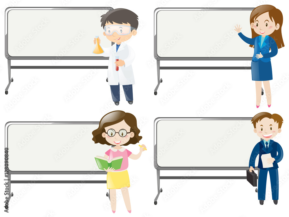 Board template with people of different jobs Board template with people of different jobs