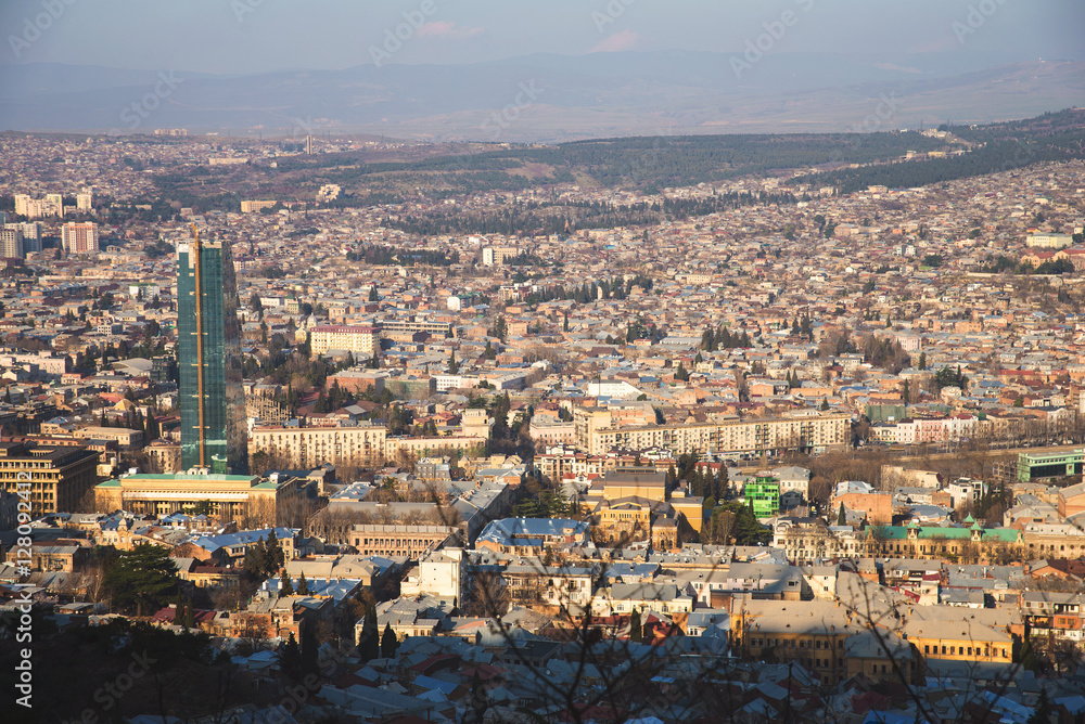 top view of a residential district in Tbilisi