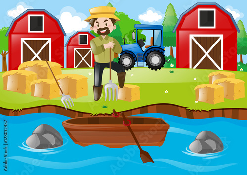 Farmer working on the farm field