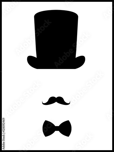 A hat with a mustache and a butterfly